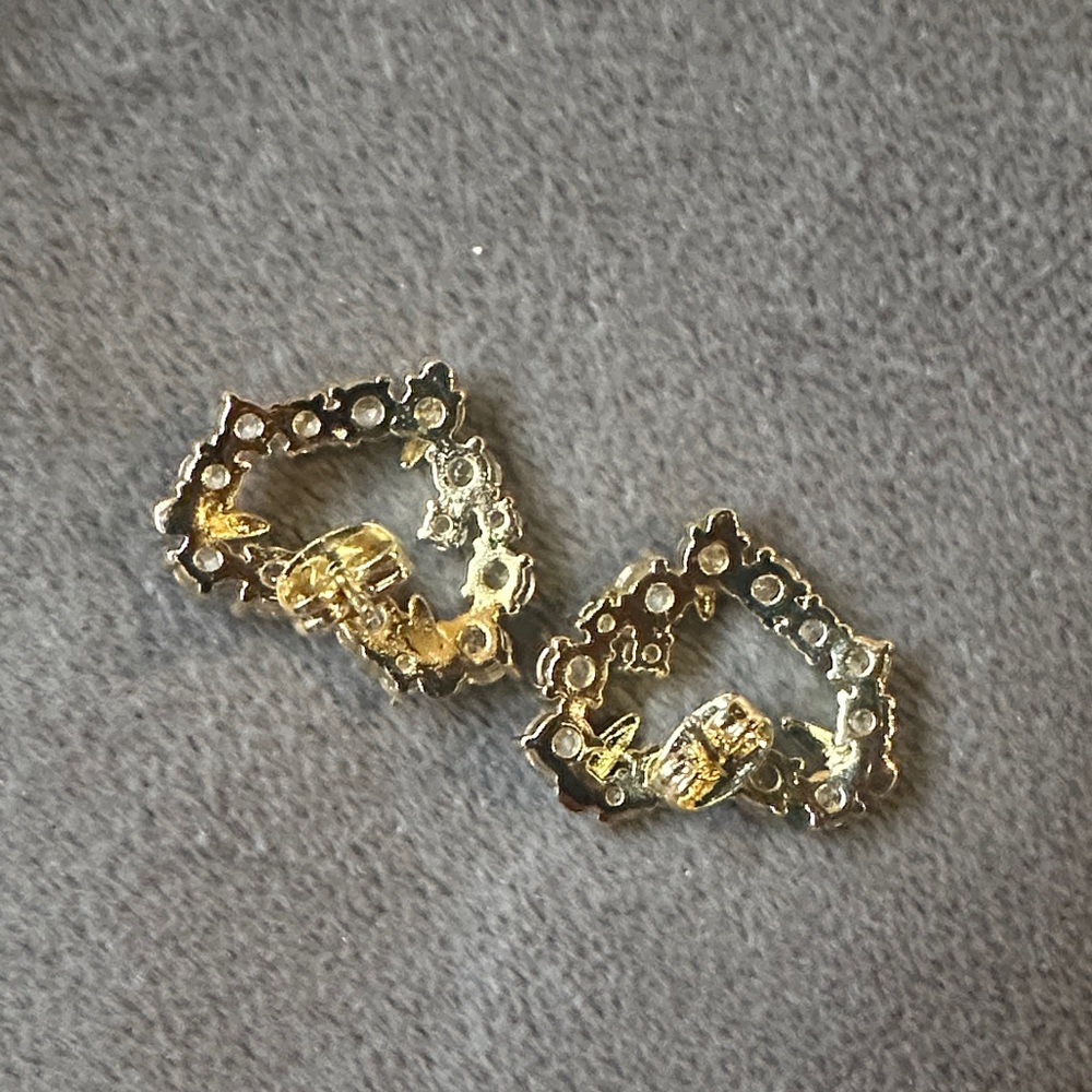 Elegant Plated Gold and Silver Heart Earrings - Picture 2 of 5